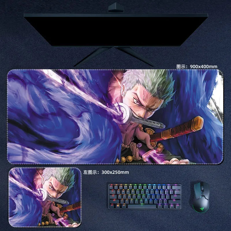 Anime Manga One Piece Mauspad Luffy Zoro Sanji Robin Nami Law PU Leder Mauspad Computer Tastatur Pad Zubehör Schreibtischunterlage