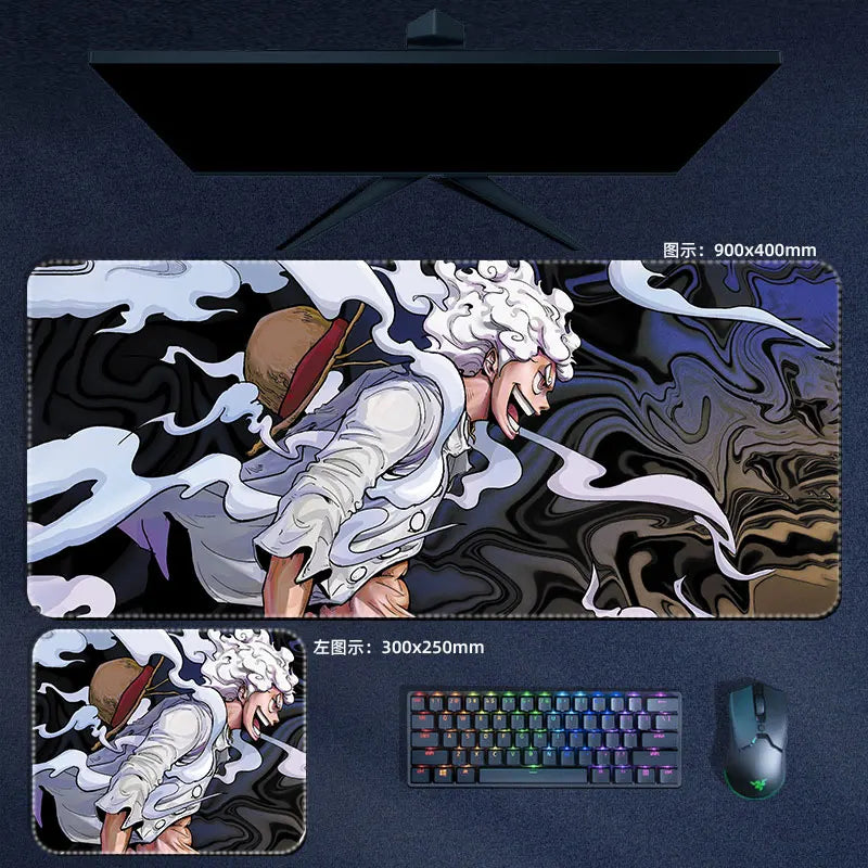 One Piece Mauspad Luffy Zoro Sanji Robin Nami Law Anime Manga PU Leder Mauspad Computer Tastatur Pad Zubehör Schreibtischunterlage