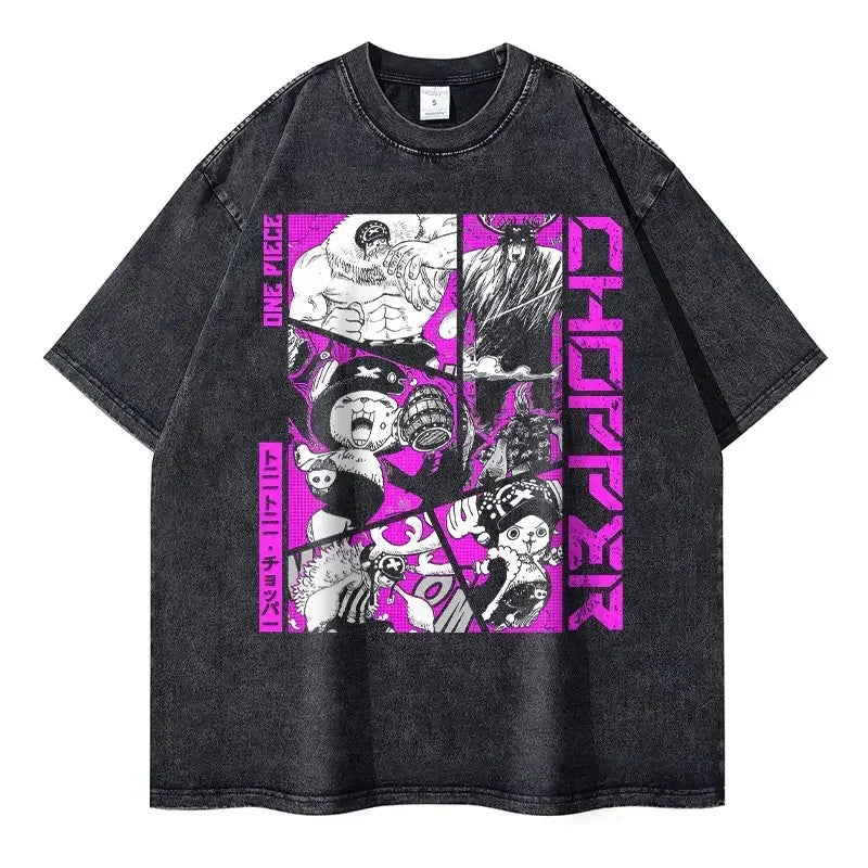 Roronoa Zoro T-shirts One P-Piece T-shirt Vintage Washed Anime Streetwear Oversized L-Luffy Manga Tops Tees 100% Cotton - One Piece Merchandise - Free Shipping Buy Now