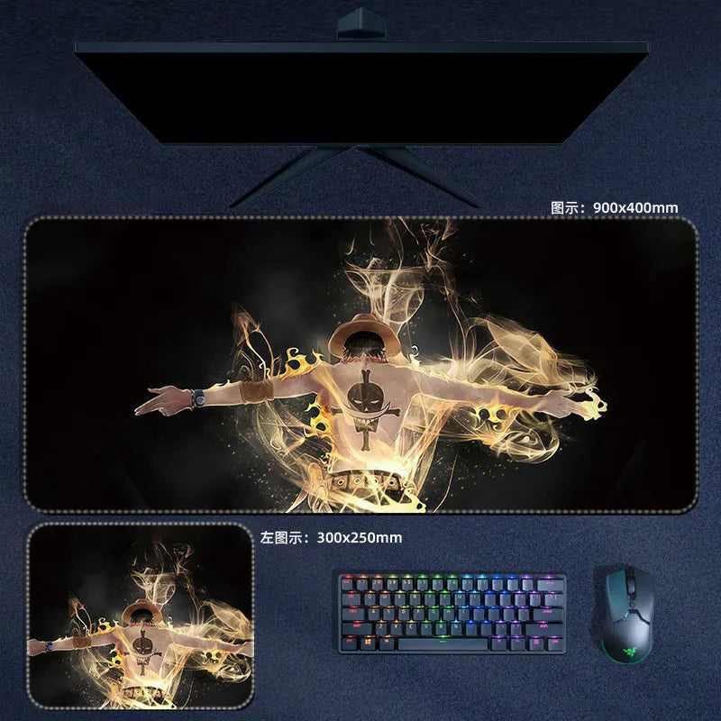 One Piece Mauspad Luffy Zoro Sanji Robin Nami Law Anime Manga PU Leder Mauspad Computer Tastatur Pad Zubehör Schreibtischunterlage