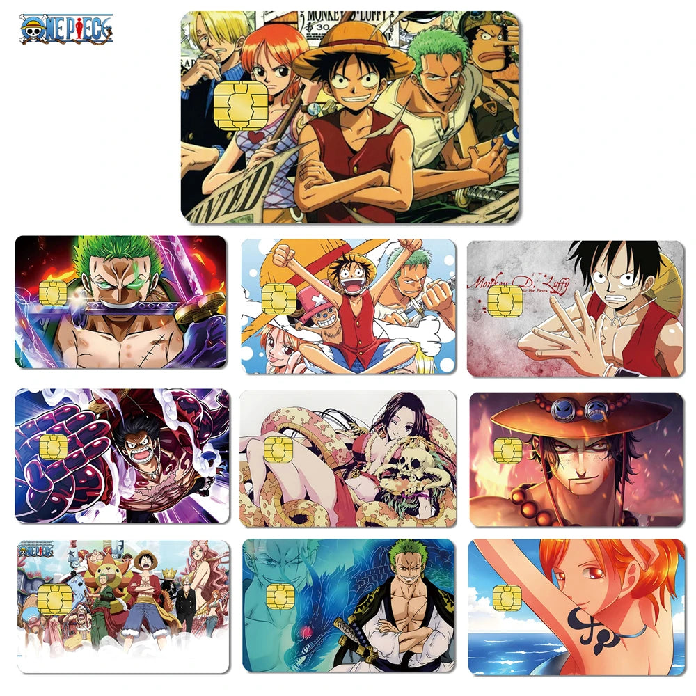 Anime ONE PIECE Luffy Zoro Ace Robin2.5D HD Matt 3M PVC-Aufkleberfolie Klebeband Skin für Kreditkarten-Debitkarten-Aufkleber