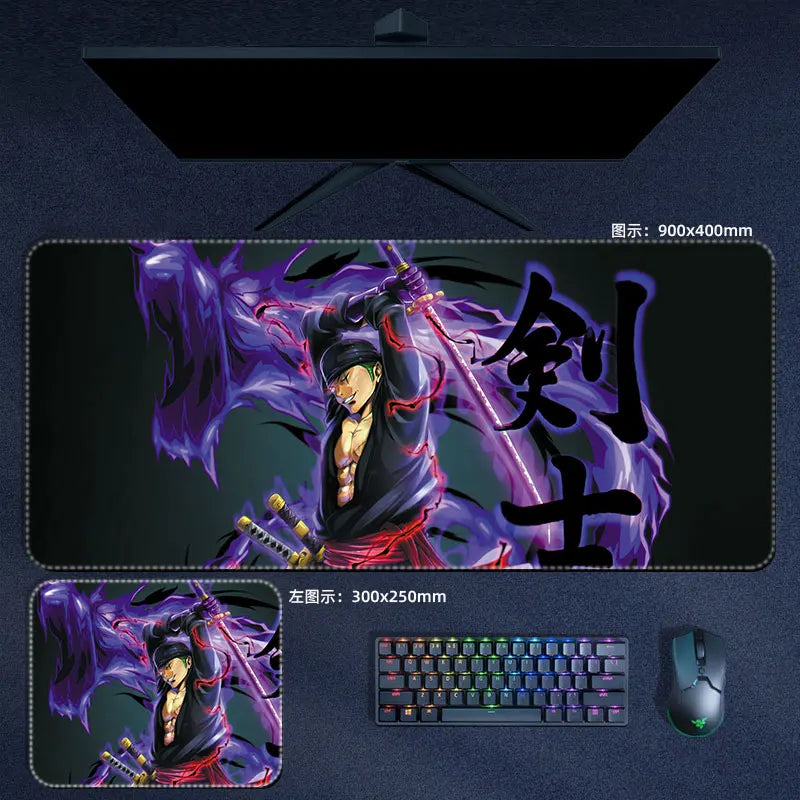 One Piece Mauspad Luffy Zoro Sanji Robin Nami Law Anime Manga PU Leder Mauspad Computer Tastatur Pad Zubehör Schreibtischunterlage