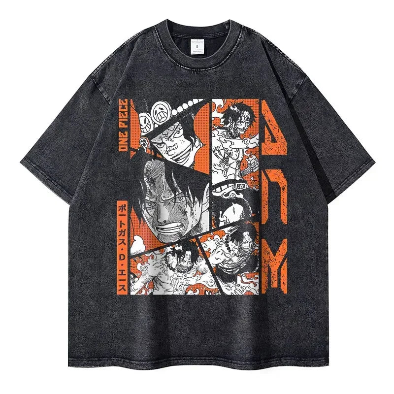 Roronoa Zoro T-shirts One P-Piece T-shirt Vintage Washed Anime Streetwear Oversized L-Luffy Manga Tops Tees 100% Cotton - One Piece Merchandise - Free Shipping Buy Now