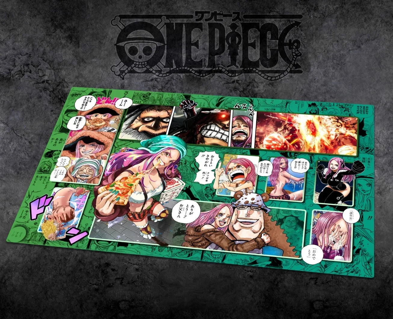 OPCG One Piece Dedizierte SPIELKARTEN-Spielmatte Battle Against Rebecca Roronoa Zoro Trafalgar Law Comic-Serie Spielzeuggeschenke 60 * 35 cm