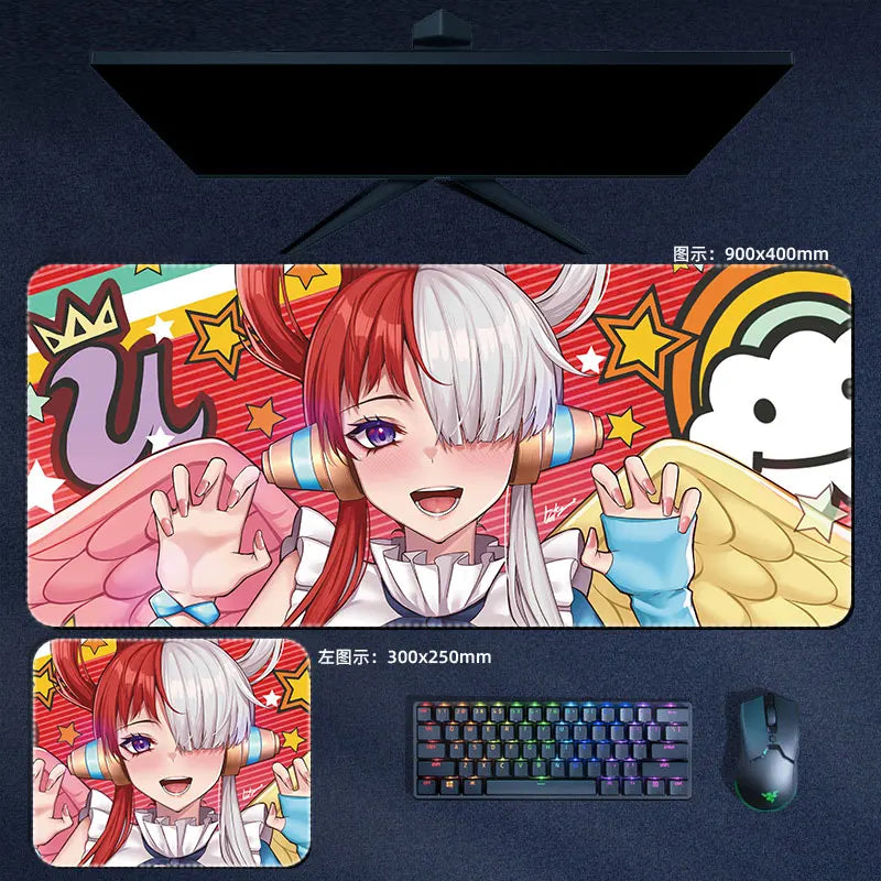One Piece Mauspad Luffy Zoro Sanji Robin Nami Law Anime Manga PU Leder Mauspad Computer Tastatur Pad Zubehör Schreibtischunterlage