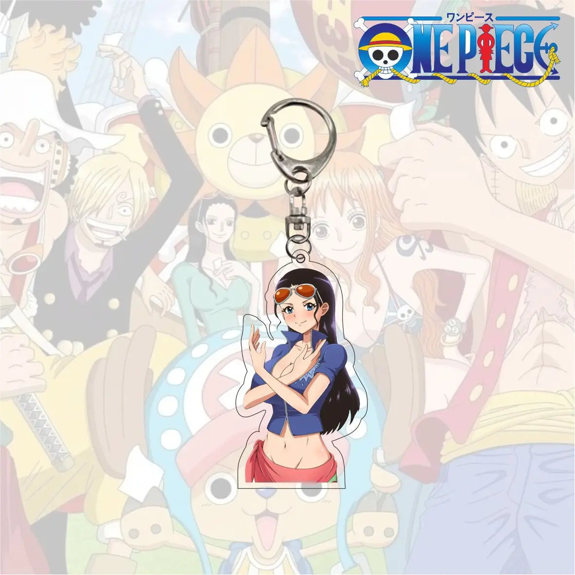 Anime One Piece Trafalgar Law Charlotte Katakuri Nico Robin Nami Chopper Lysop Acryl Schlüsselanhänger Schlüsselanhänger Anhänger Figur Geschenke