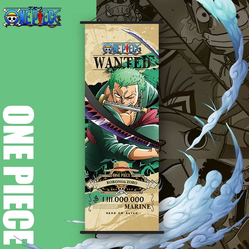 Bandai One Piece Poster Hängendes Bild Luffy Nami Zoro Zweidimensionale Peripherie-Tapeten-Dekoration Scroll Poster 25*70cm