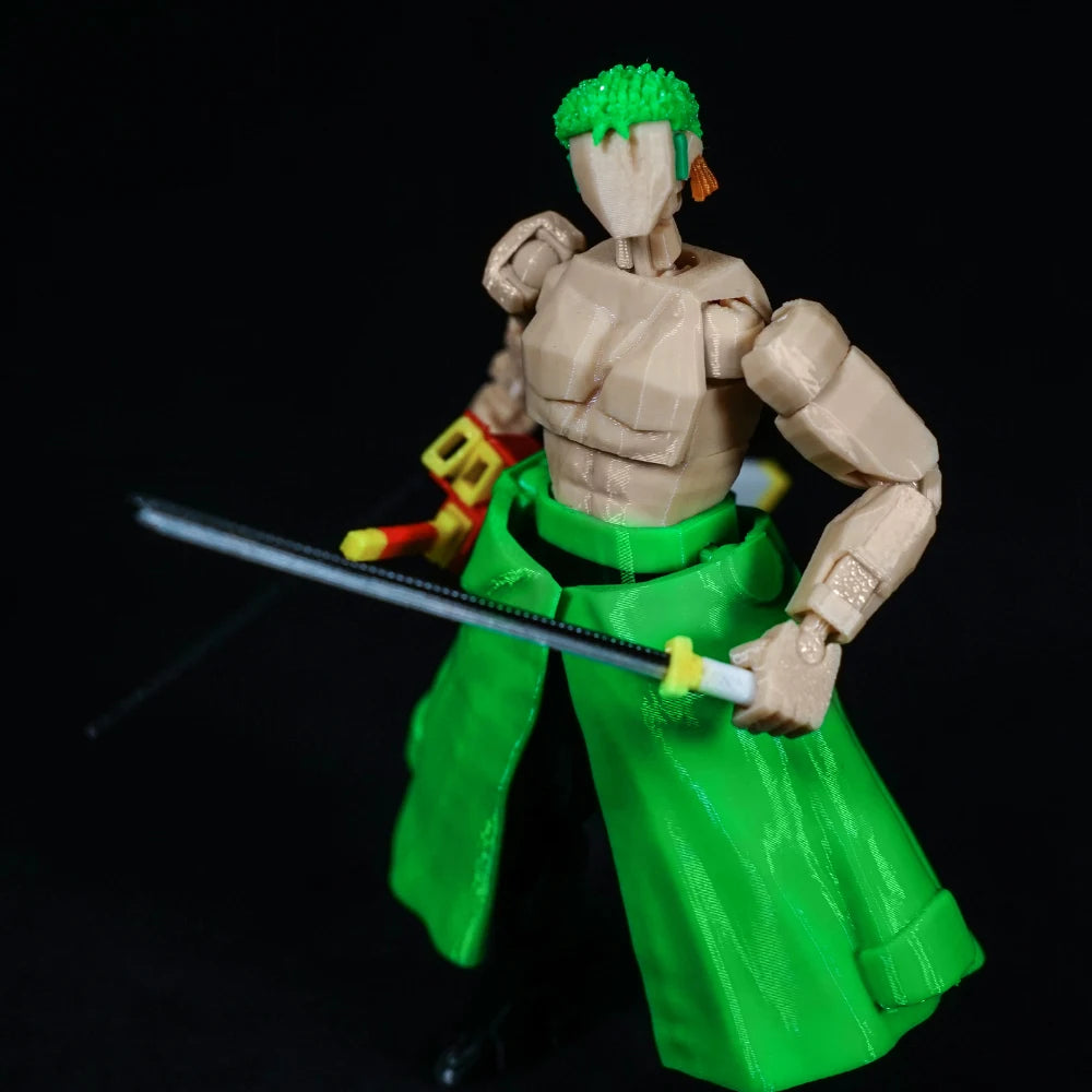 3D-gedrucktes ONE PIECE Roronoa Zoro Anime Mehrgelenk-Shapeshift-Spielzeug Actionfiguren Mannequin-Modell Ornamente Geschenke Spielzeug