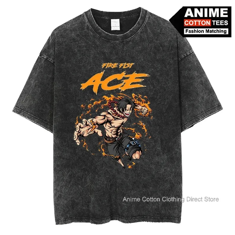 Portgas·D· Ace T Shirt Anime ONE PIECE Graphic Print T-shirt Y2k Harajuku Fashion Unisex Streetwear Tops Cotton Vintage Tees - One Piece Merchandise - Free Shipping Buy Now