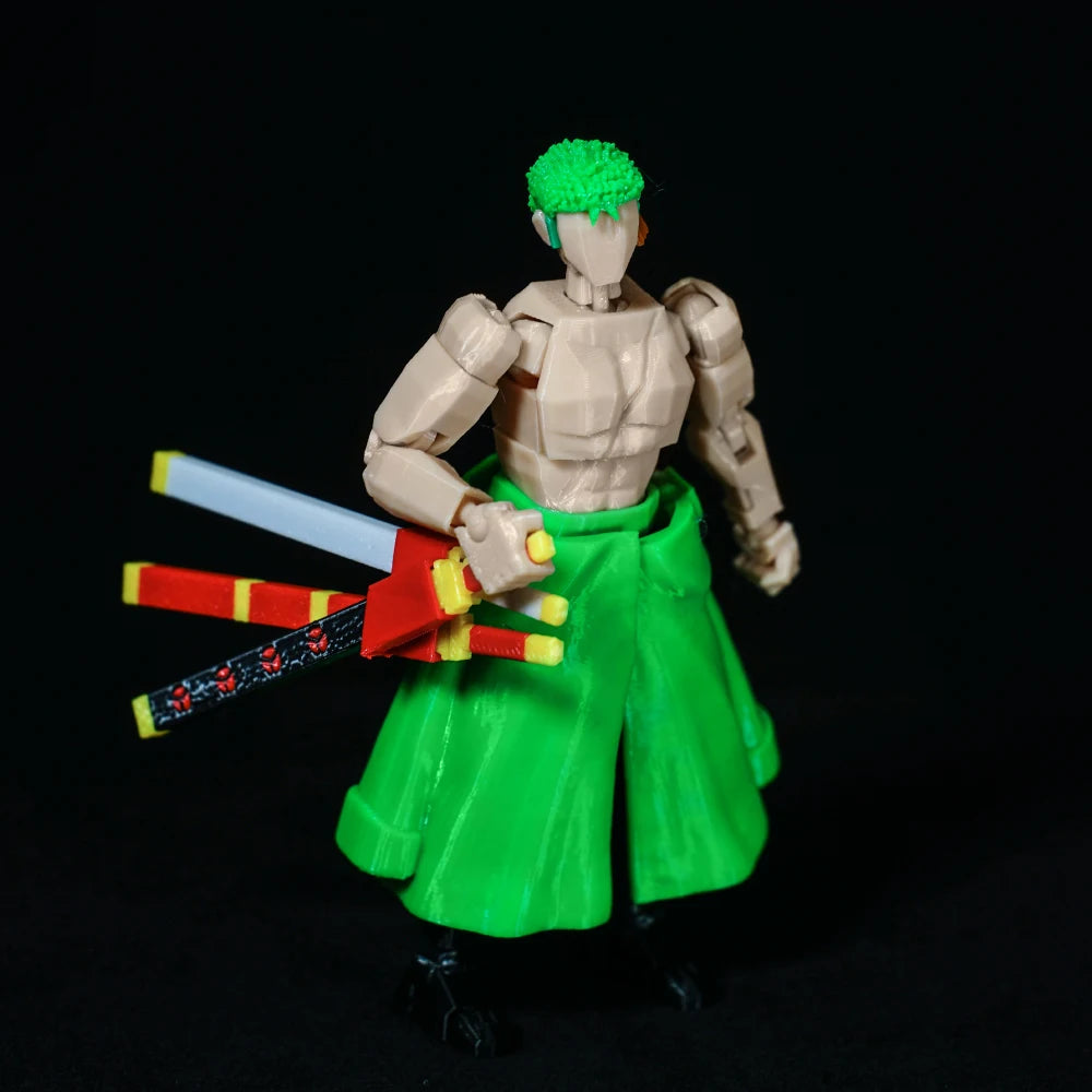 3D-gedrucktes ONE PIECE Roronoa Zoro Anime Mehrgelenk-Shapeshift-Spielzeug Actionfiguren Mannequin-Modell Ornamente Geschenke Spielzeug
