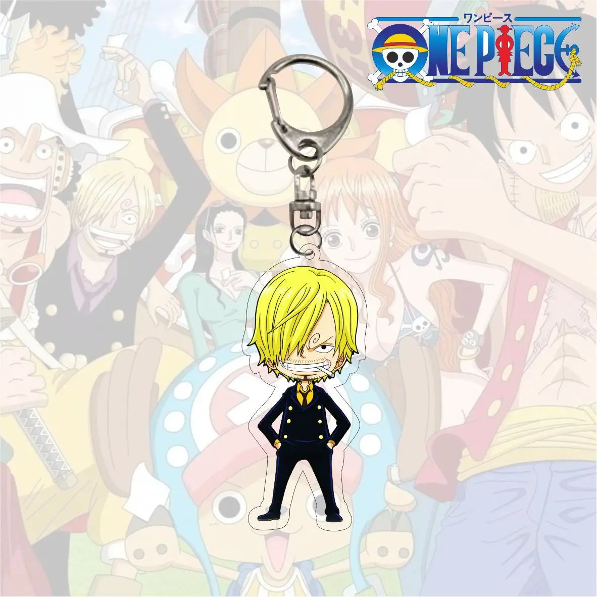 Anime One Piece Trafalgar Law Charlotte Katakuri Nico Robin Nami Chopper Lysop Acryl Schlüsselanhänger Schlüsselanhänger Anhänger Figur Geschenke