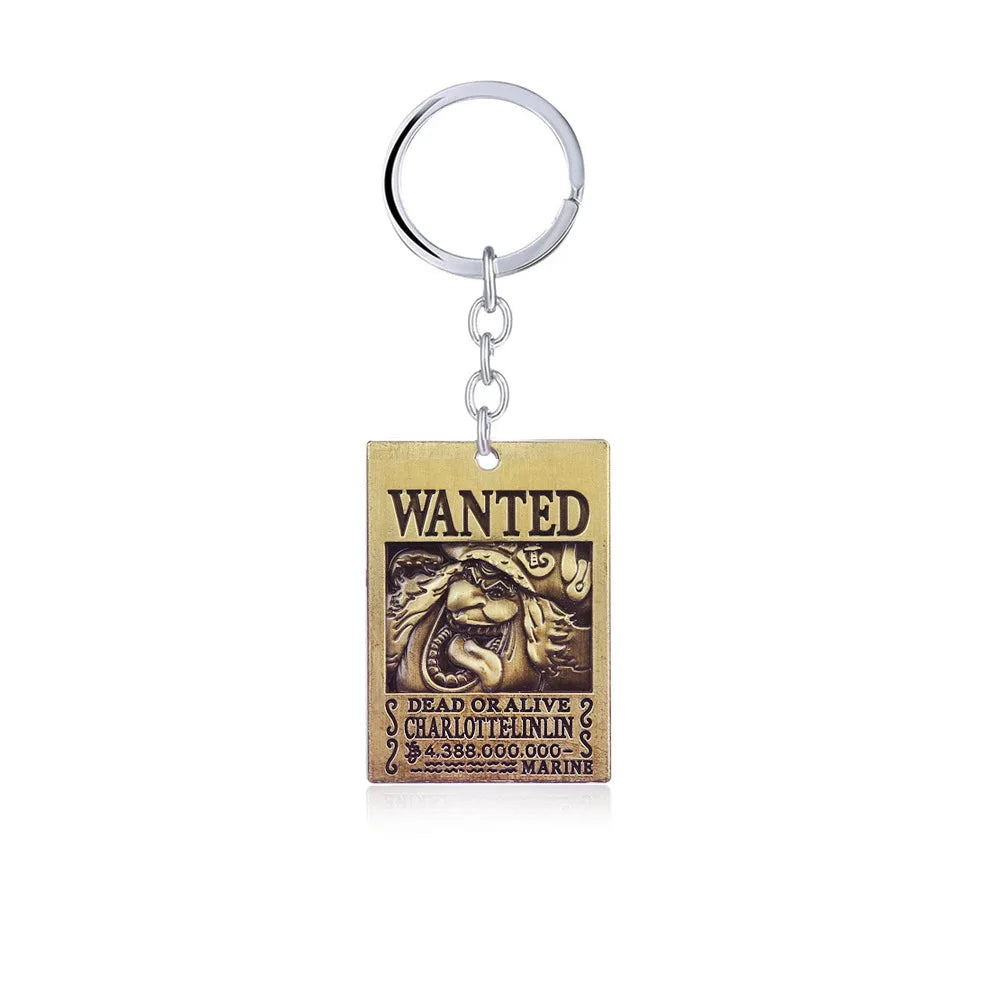 Porte-clés en métal avec affiche de recherche One Piece, Luffy Ace, Sanji, Nami, Robin, Zoro, Chopper, Trafalgar Law, pendentifs pour voiture