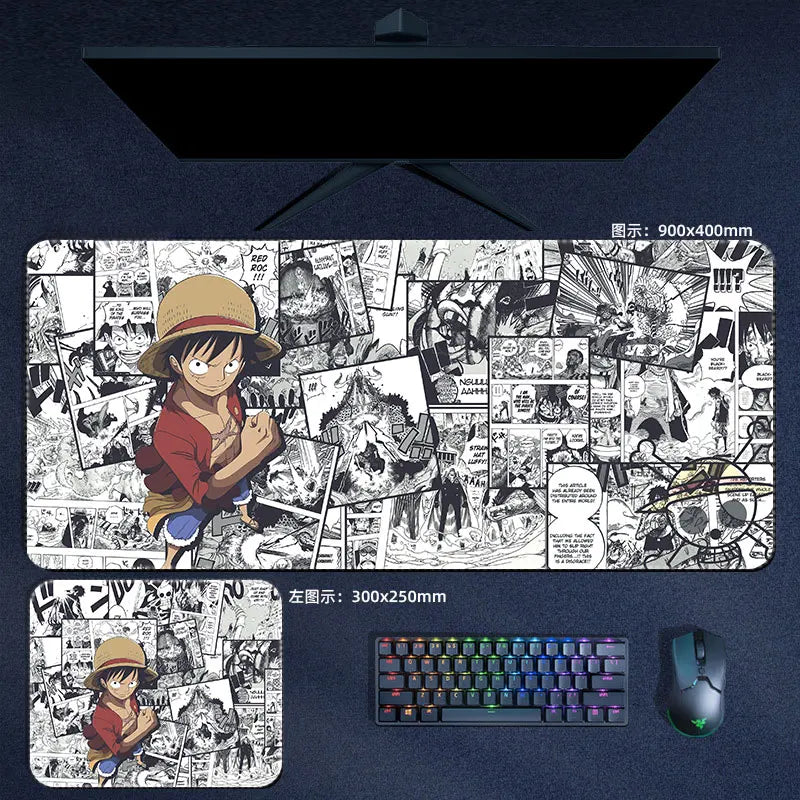 One Piece Mauspad Luffy Zoro Sanji Robin Nami Law Anime Manga PU Leder Mauspad Computer Tastatur Pad Zubehör Schreibtischunterlage