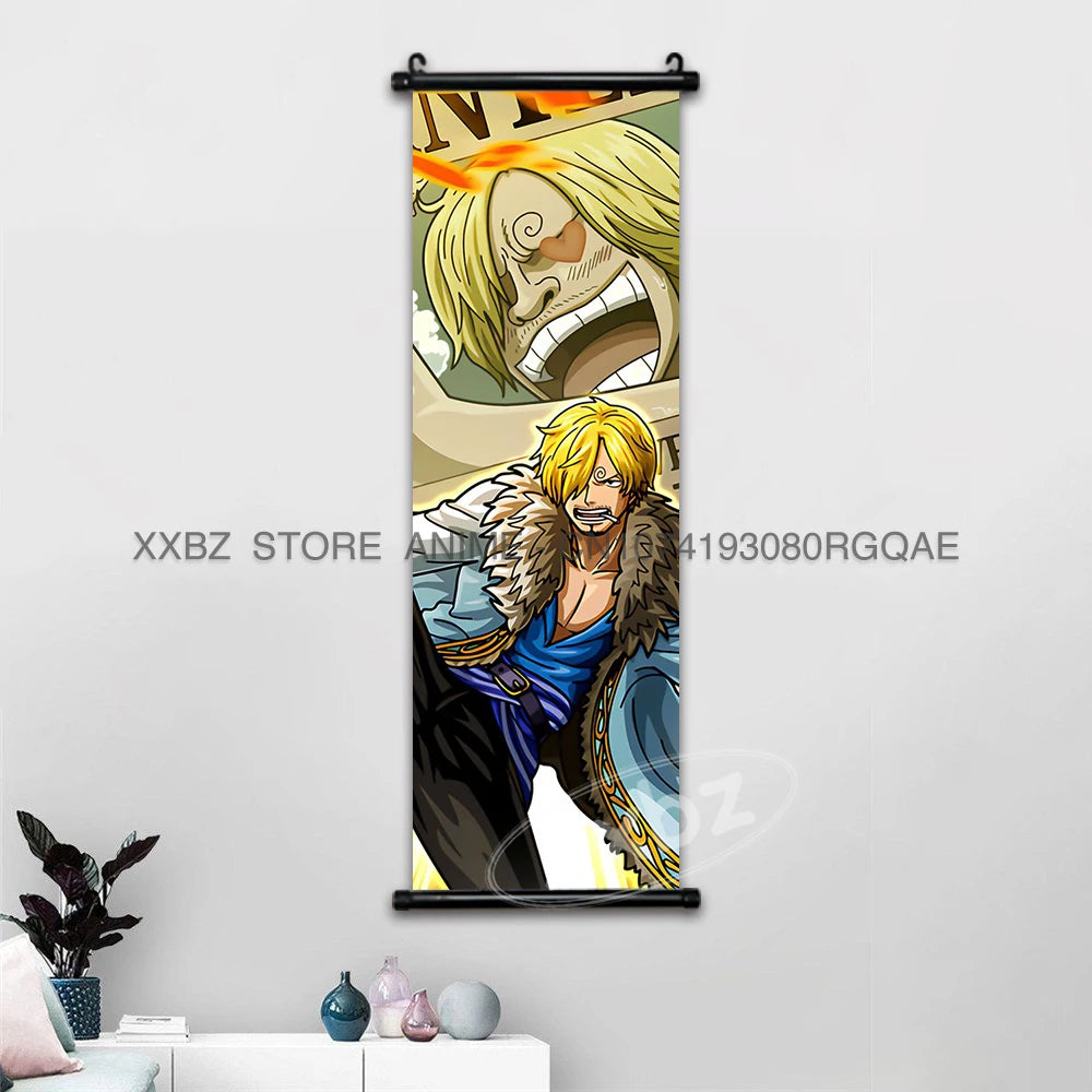 ONE PIECE Scrolls Picture Anime Canvas Hanging Painting Luffy Poster Zoro Home Decor Nami Wall Art Ace Cartoon Robin wallpaper - One Piece Merchandise - Free Shipping Buy Now