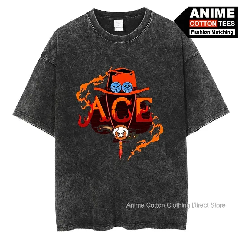 Portgas·D· Ace T Shirt Anime ONE PIECE Graphic Print T-shirt Y2k Harajuku Fashion Unisex Streetwear Tops Cotton Vintage Tees - One Piece Merchandise - Free Shipping Buy Now