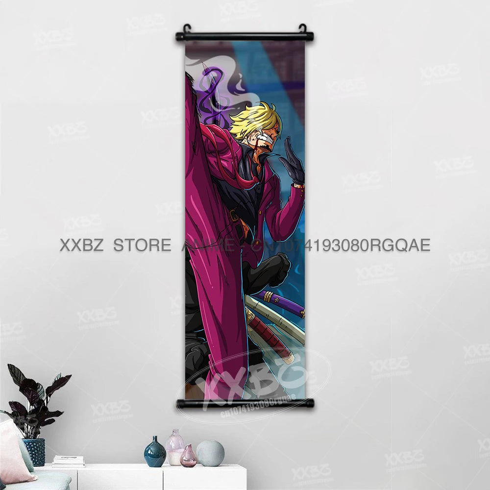 ONE PIECE Scrolls Pictures Sabo Wall Art Kid Pirates Anime Posters Nico Robin Hanging Painting Trafalgar D.Water Law Home Decor
