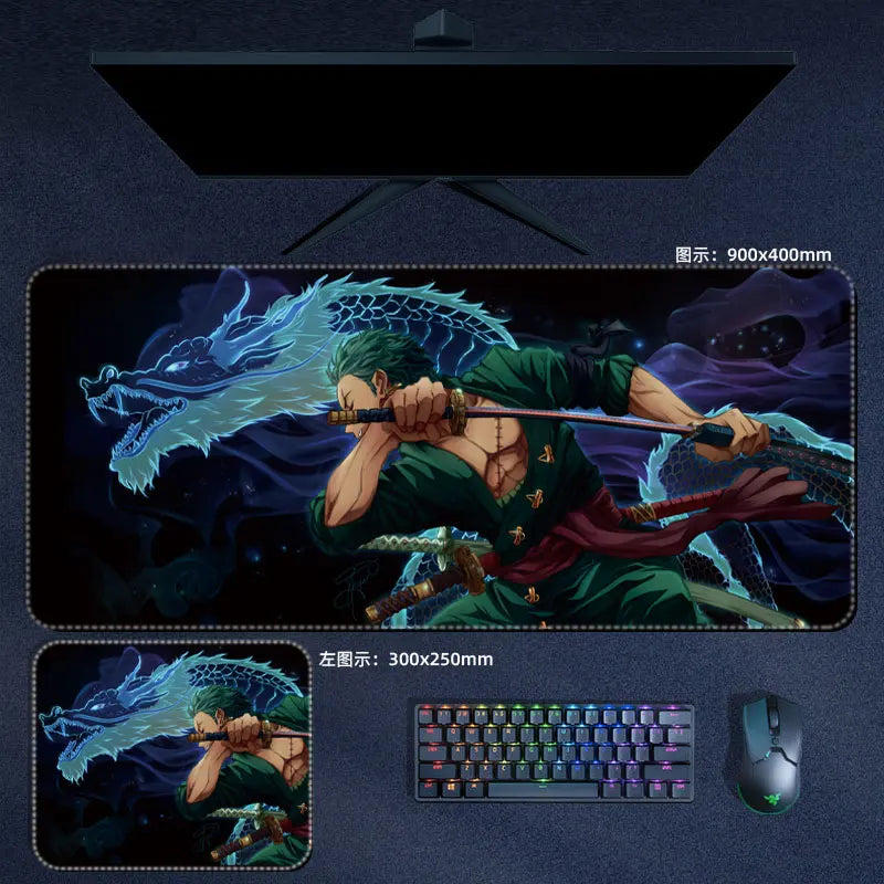 One Piece Mauspad Luffy Zoro Sanji Robin Nami Law Anime Manga PU Leder Mauspad Computer Tastatur Pad Zubehör Schreibtischunterlage