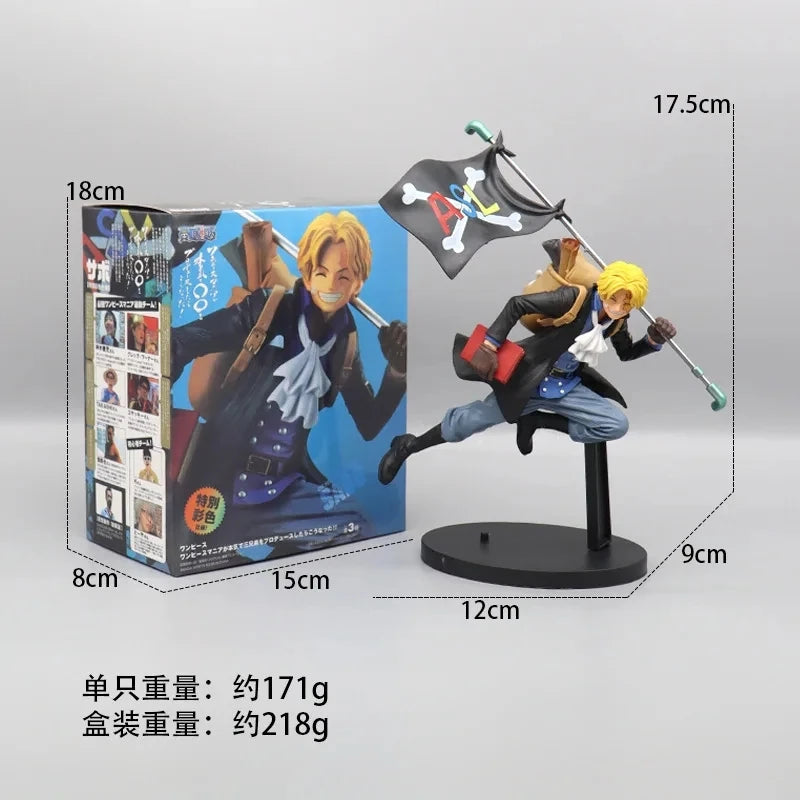 17cm One Piece Anime Figure Running Sabo Backpack Portgas D Ace Monkey D Luffy Action Figure Collection Model Ornaments Toy Gift - One Piece Merchandise - Free Shipping Buy Now