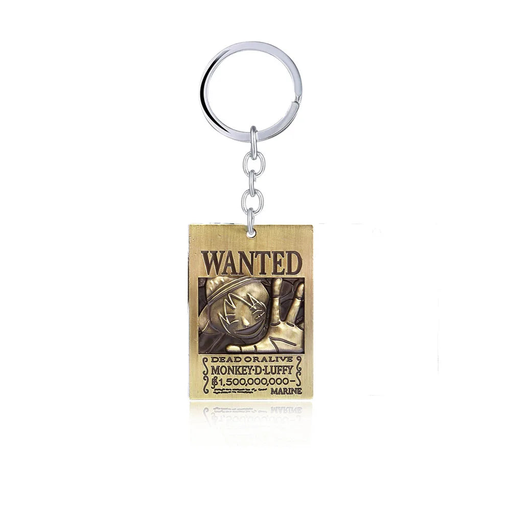 Porte-clés en métal avec affiche de recherche One Piece, Luffy Ace, Sanji, Nami, Robin, Zoro, Chopper, Trafalgar Law, pendentifs pour voiture