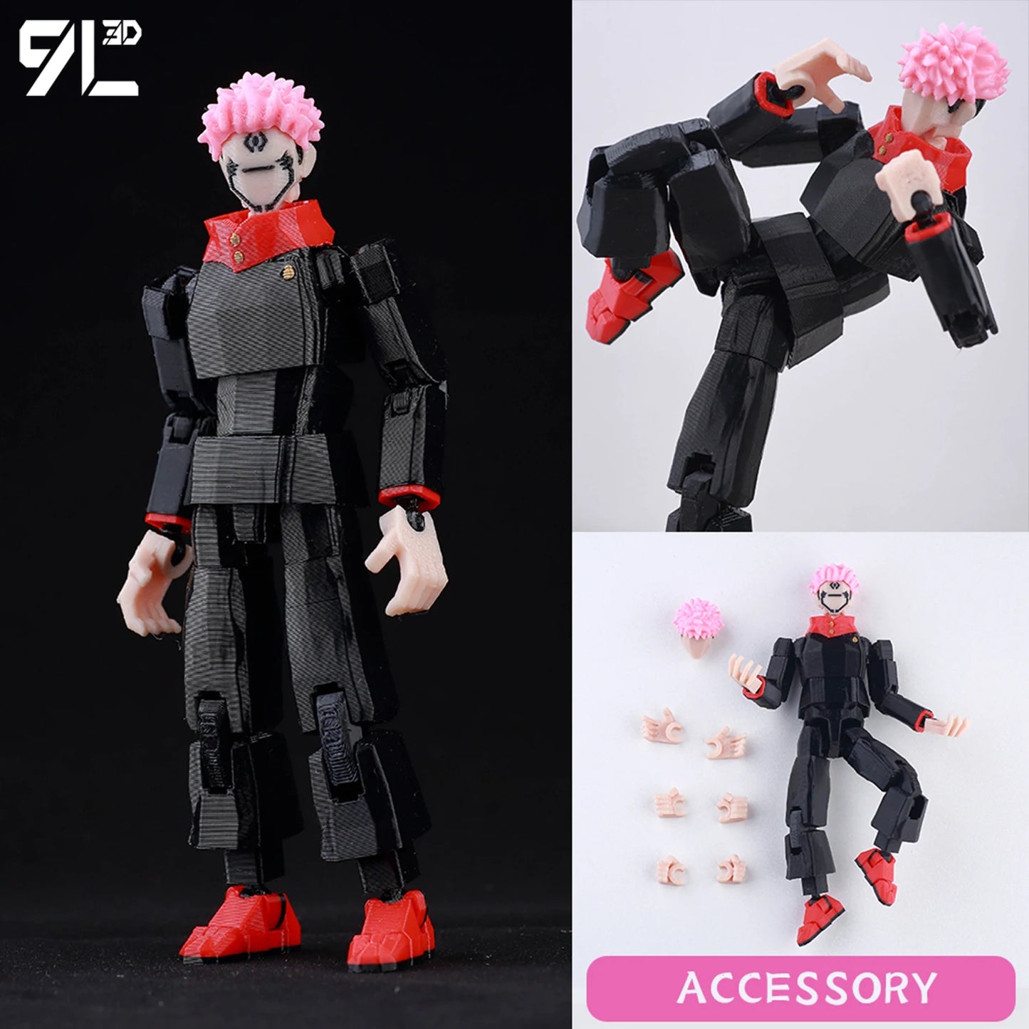 9L 3D-gedruckte Roronoa Zoro One Piece Lucky Dummy, 13 bewegliche Shapeshift-Actionfiguren, Schaufensterpuppen-Spielzeug für Anime-Liebhaber
