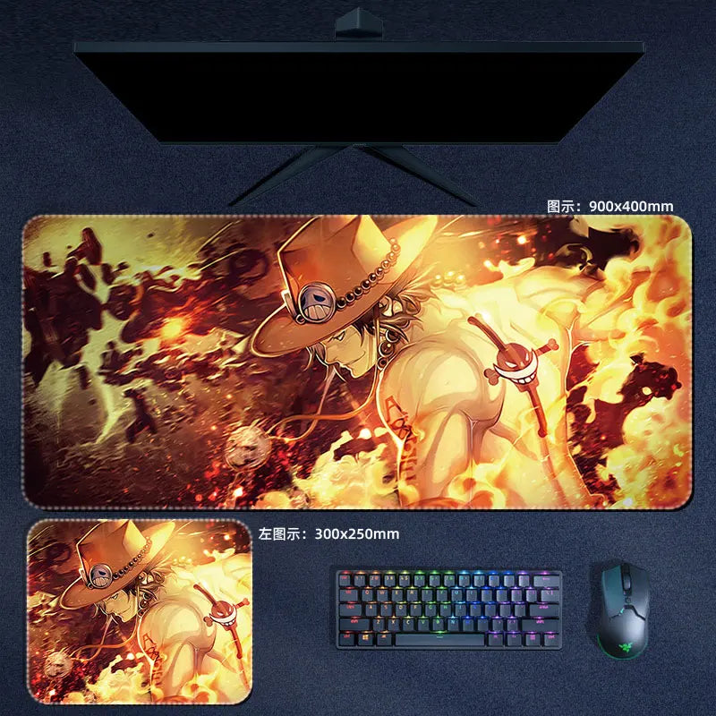One Piece Mauspad Luffy Zoro Sanji Robin Nami Law Anime Manga PU Leder Mauspad Computer Tastatur Pad Zubehör Schreibtischunterlage