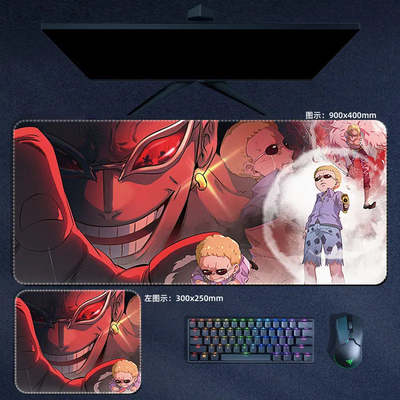 One Piece Mauspad Luffy Zoro Sanji Robin Nami Law Anime Manga PU Leder Mauspad Computer Tastatur Pad Zubehör Schreibtischunterlage