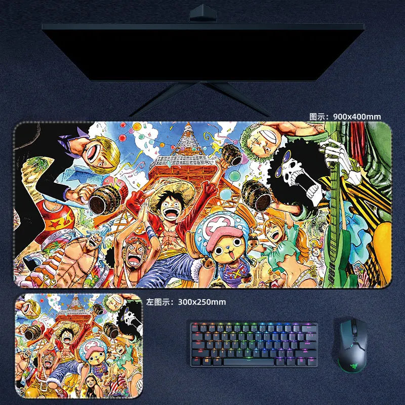 One Piece Mauspad Luffy Zoro Sanji Robin Nami Law Anime Manga PU Leder Mauspad Computer Tastatur Pad Zubehör Schreibtischunterlage