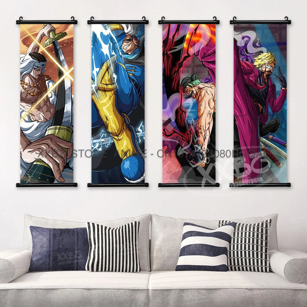 ONE PIECE Scrolls Pictures Sabo Wall Art Kid Pirates Anime Posters Nico Robin Hanging Painting Trafalgar D.Water Law Home Decor