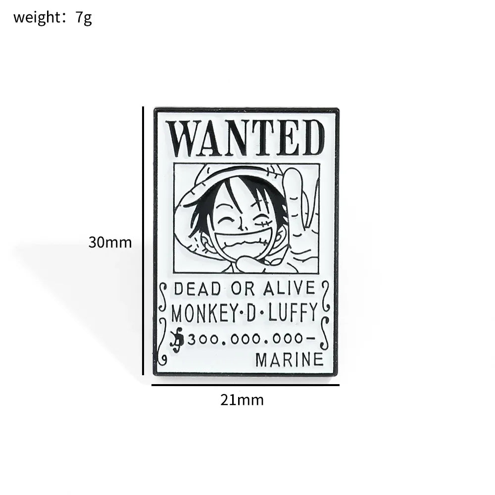 One Piece Emaille-Broschen Cartoon Luffy Zoro Nami Chopper Sanji Lysop Anime Actionfiguren Metallabzeichen Rucksack Anstecknadeln Spielzeug