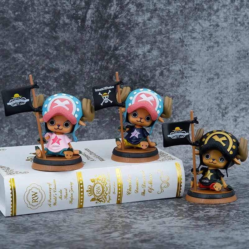 9cm One Piece Figure Anime Chopper With Flag Action Figurine Doll Model Toys PVC Statue Collection Car Decoration Children Gifts - One Piece Merchandise - Free Shipping Buy Now