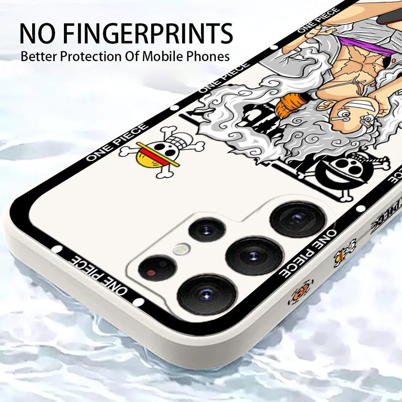 One Piece Luffy Cover For Samsung Galaxy S24 S23 S22 S21 S20 FE S10 Ultra Plus Lite 5G - Cartoon Liquid Left Rope Cover Phone Case - One Piece Merchandise - Free Shipping Buy Now
