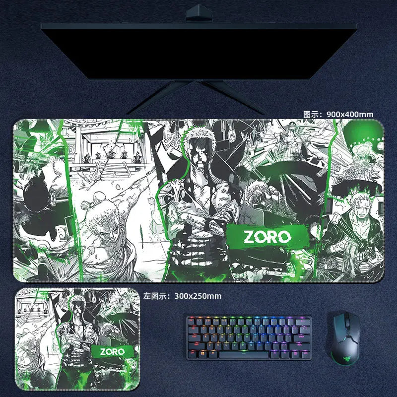 One Piece Mauspad Luffy Zoro Sanji Robin Nami Law Anime Manga PU Leder Mauspad Computer Tastatur Pad Zubehör Schreibtischunterlage