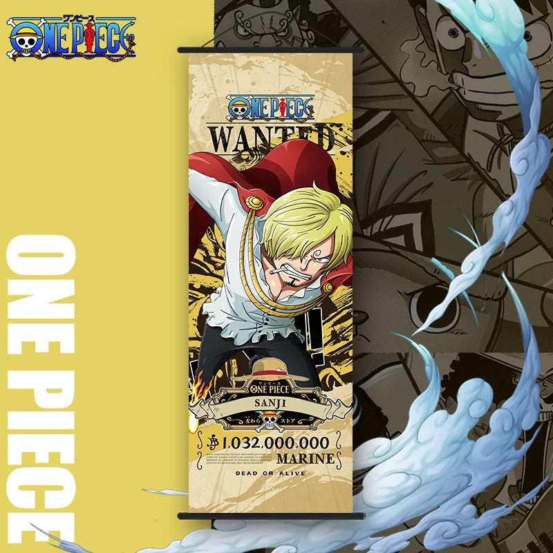 Bandai One Piece Poster Hängendes Bild Luffy Nami Zoro Zweidimensionale Peripherie-Tapeten-Dekoration Scroll Poster 25*70cm