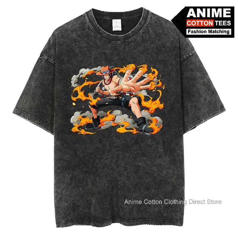 Portgas·D· Ace T Shirt Anime ONE PIECE Graphic Print T-shirt Y2k Harajuku Fashion Unisex Streetwear Tops Cotton Vintage Tees - One Piece Merchandise - Free Shipping Buy Now