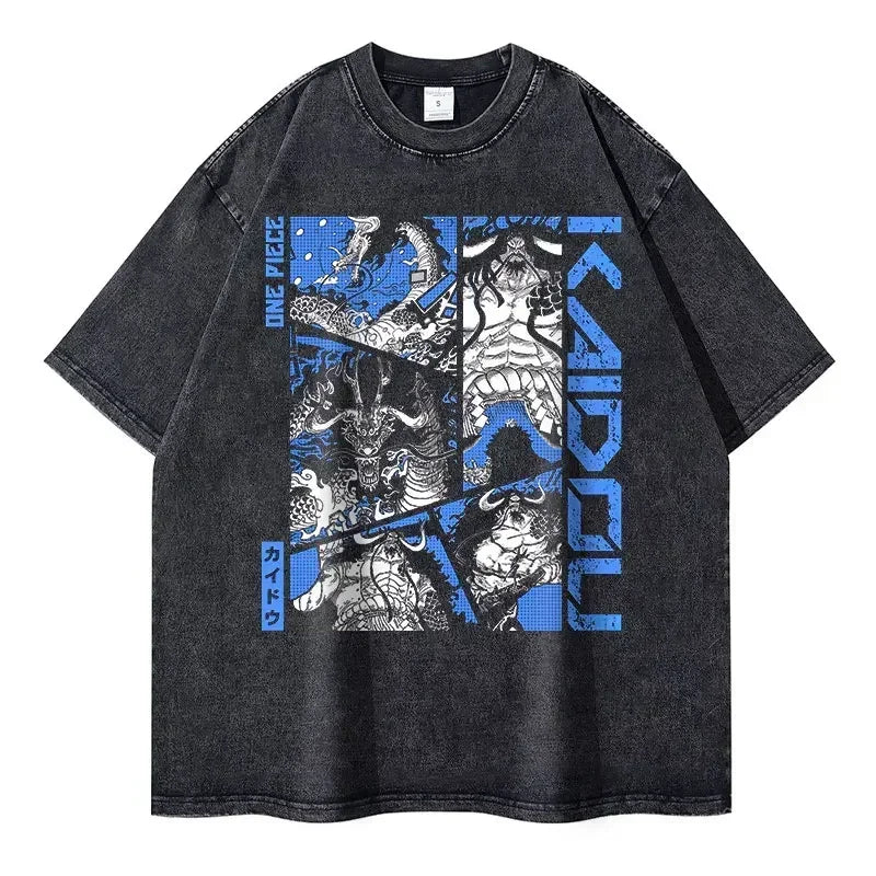 Roronoa Zoro T-shirts One P-Piece T-shirt Vintage Washed Anime Streetwear Oversized L-Luffy Manga Tops Tees 100% Cotton - One Piece Merchandise - Free Shipping Buy Now