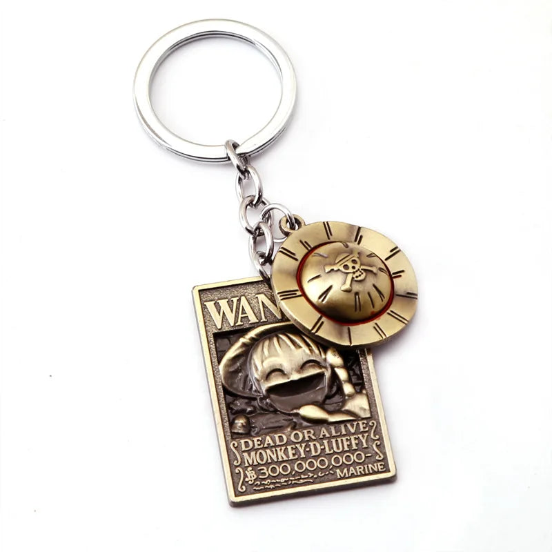 Porte-clés en métal avec affiche de recherche One Piece, Luffy Ace, Sanji, Nami, Robin, Zoro, Chopper, Trafalgar Law, pendentifs pour voiture