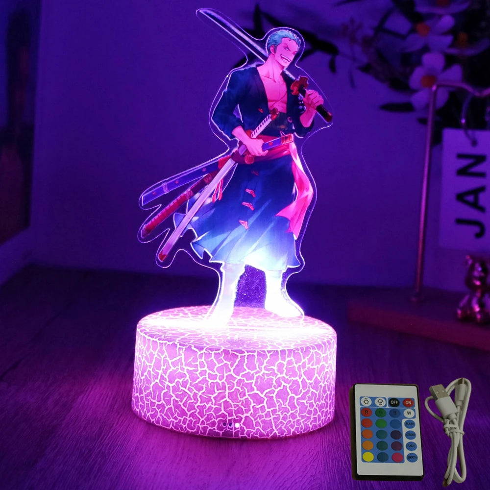 Actions Figure One Piece Luffy Zoro Anime Figures 3D Lamp PVC Action Collection Model Toys LED Night Light Kid Christmas Gift - One Piece Merchandise - Free Shipping Buy Now