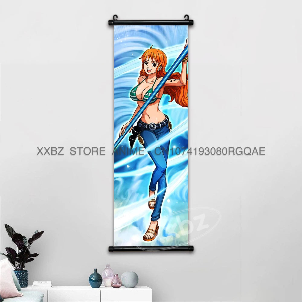 ONE PIECE Scrolls Picture Anime Canvas Hanging Painting Luffy Poster Zoro Home Decor Nami Wall Art Ace Cartoon Robin wallpaper - One Piece Merchandise - Free Shipping Buy Now