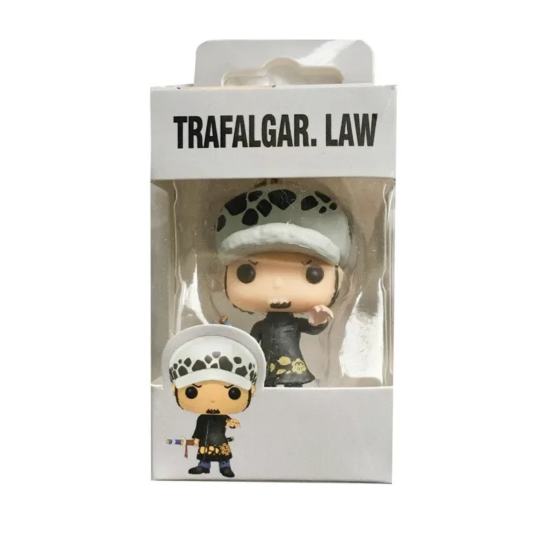 Anime One Piece Taschen-Schlüsselanhänger Monkey.D.Luffy Trafalgar.Law Funkostyle Schlüsselanhänger Actionfigur Spielzeug für Kinder Weihnachtsgeschenk