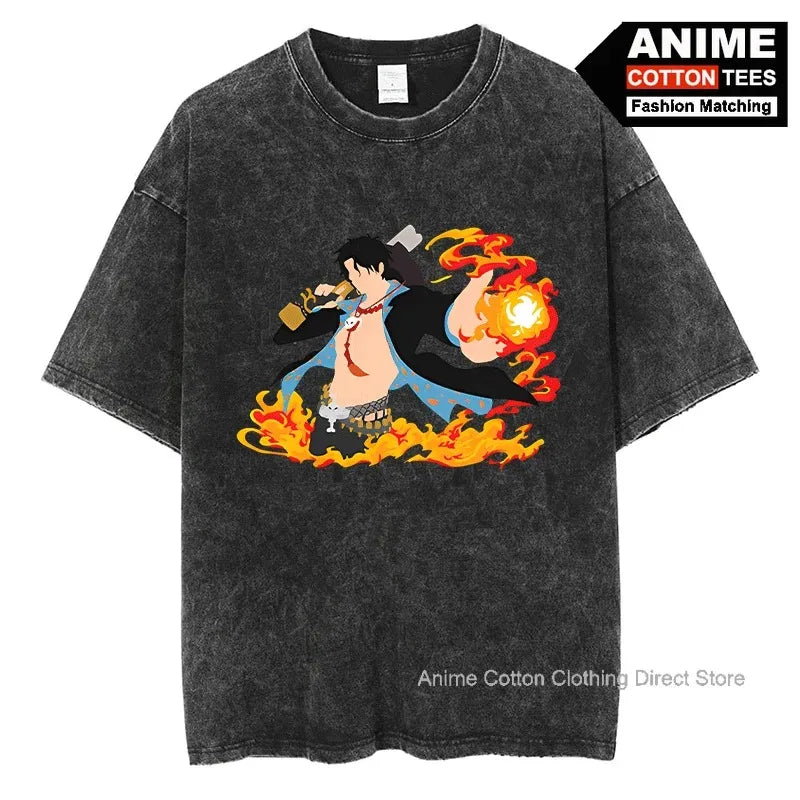 Portgas·D· Ace T Shirt Anime ONE PIECE Graphic Print T-shirt Y2k Harajuku Fashion Unisex Streetwear Tops Cotton Vintage Tees - One Piece Merchandise - Free Shipping Buy Now