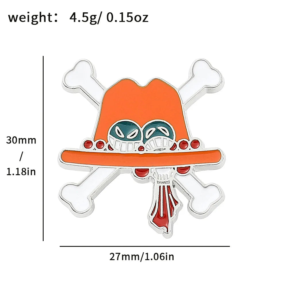 One Piece Emaille-Broschen Cartoon Luffy Zoro Nami Chopper Sanji Lysop Anime Actionfiguren Metallabzeichen Rucksack Anstecknadeln Spielzeug