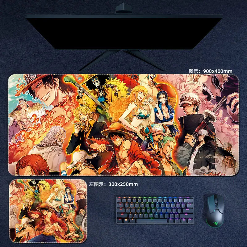 One Piece Mauspad Luffy Zoro Sanji Robin Nami Law Anime Manga PU Leder Mauspad Computer Tastatur Pad Zubehör Schreibtischunterlage