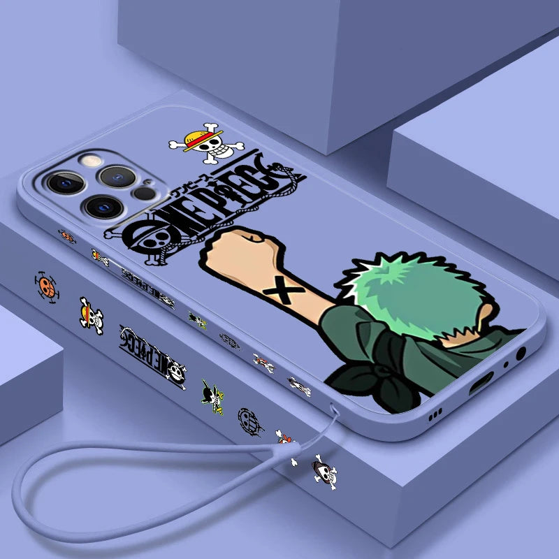 Sanji Anime One Piece Soft TPU Cover For iPhone 16 15 14 13 12 11 Pro Max Plus Left Rope Shockproof Liquid Phone Case - One Piece Merchandise - Free Shipping Buy Now