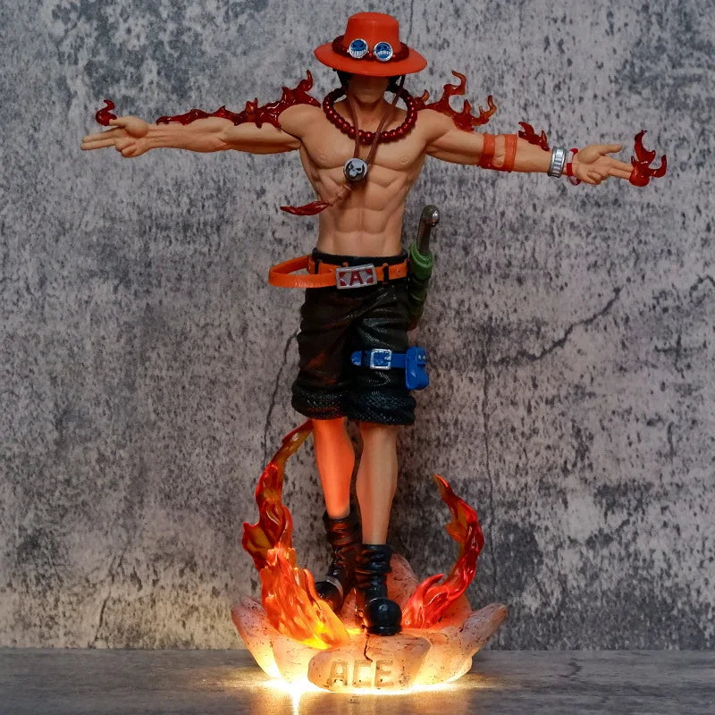 Manga One Piece Portgas D Ace Anime Figure 28cm PVC Action Figures Gk Figurine With Light Statue Model Kids Christmas Toys Gifts - One Piece Merchandise - Free Shipping Buy Now