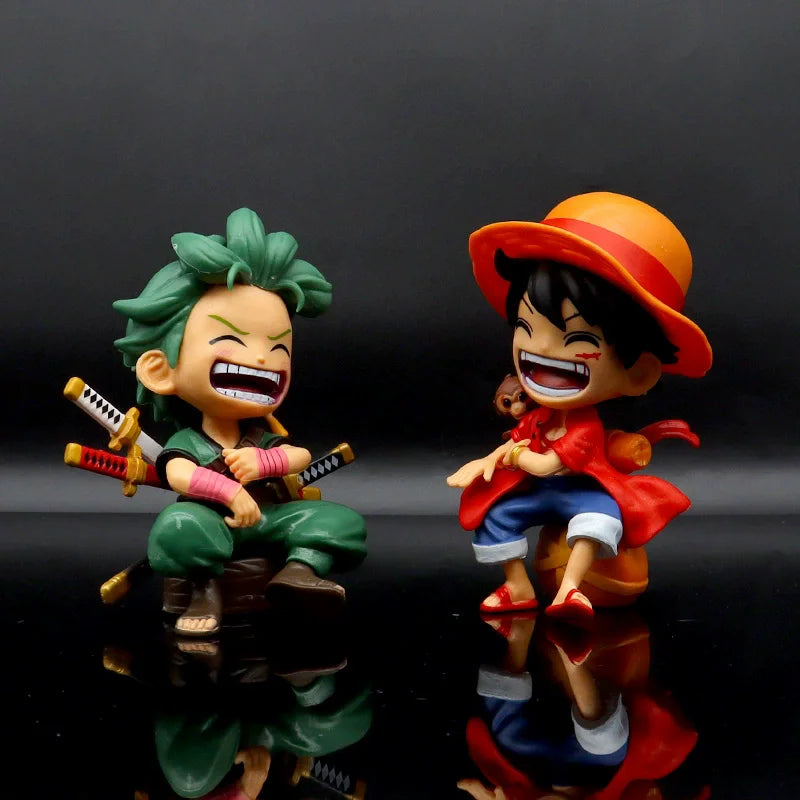 One Piece Anime Figur Lachender Schlüsselanhänger Luffy Kawaii Sanji Zoro Autoornamente Desktop-Dekoration Sammlung Puppe Geschenkmodell
