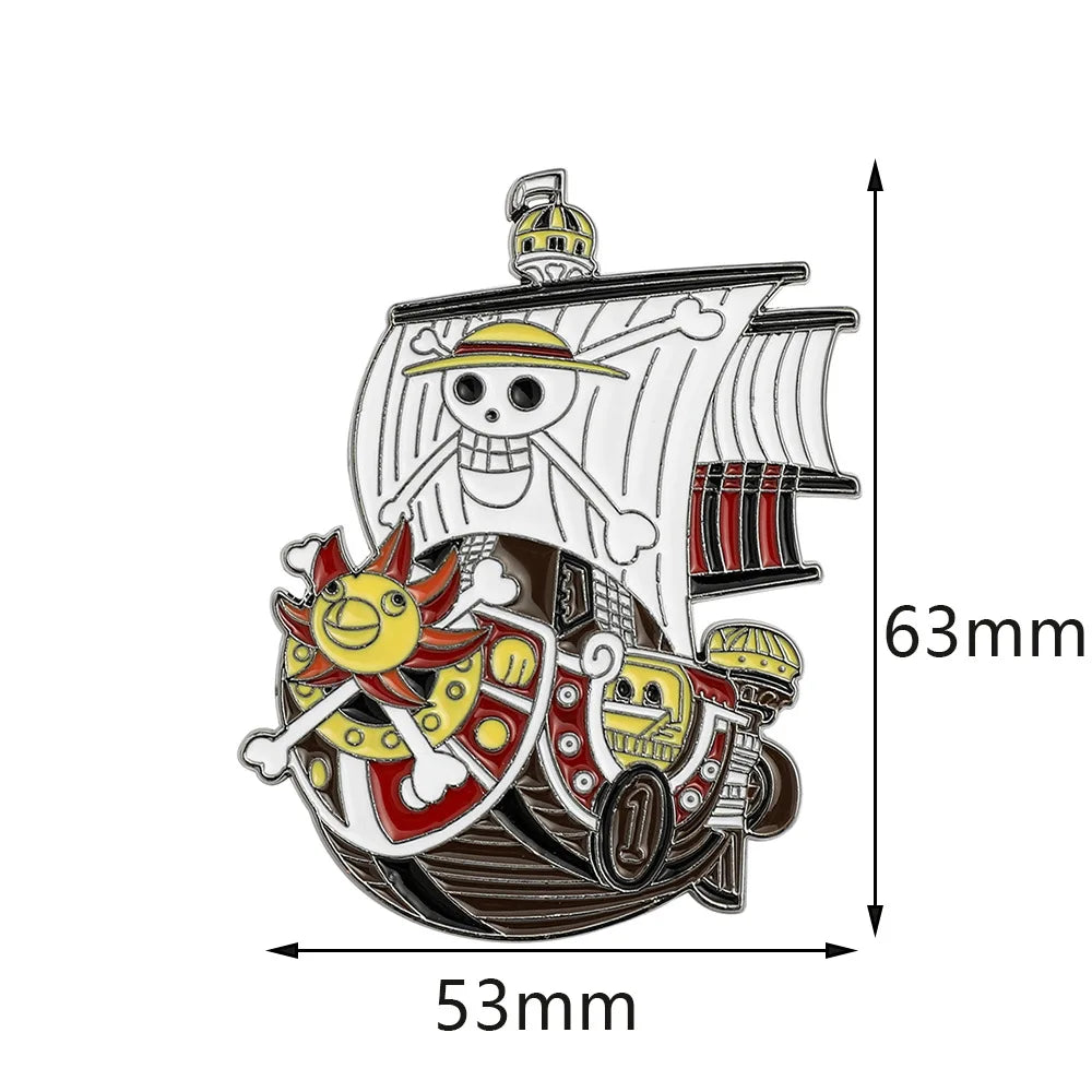 One Piece Emaille-Broschen Cartoon Luffy Zoro Nami Chopper Sanji Lysop Anime Actionfiguren Metallabzeichen Rucksack Anstecknadeln Spielzeug