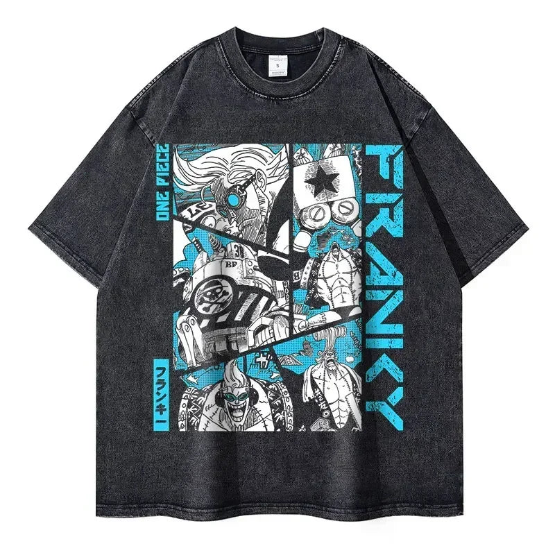 Roronoa Zoro T-shirts One P-Piece T-shirt Vintage Washed Anime Streetwear Oversized L-Luffy Manga Tops Tees 100% Cotton - One Piece Merchandise - Free Shipping Buy Now