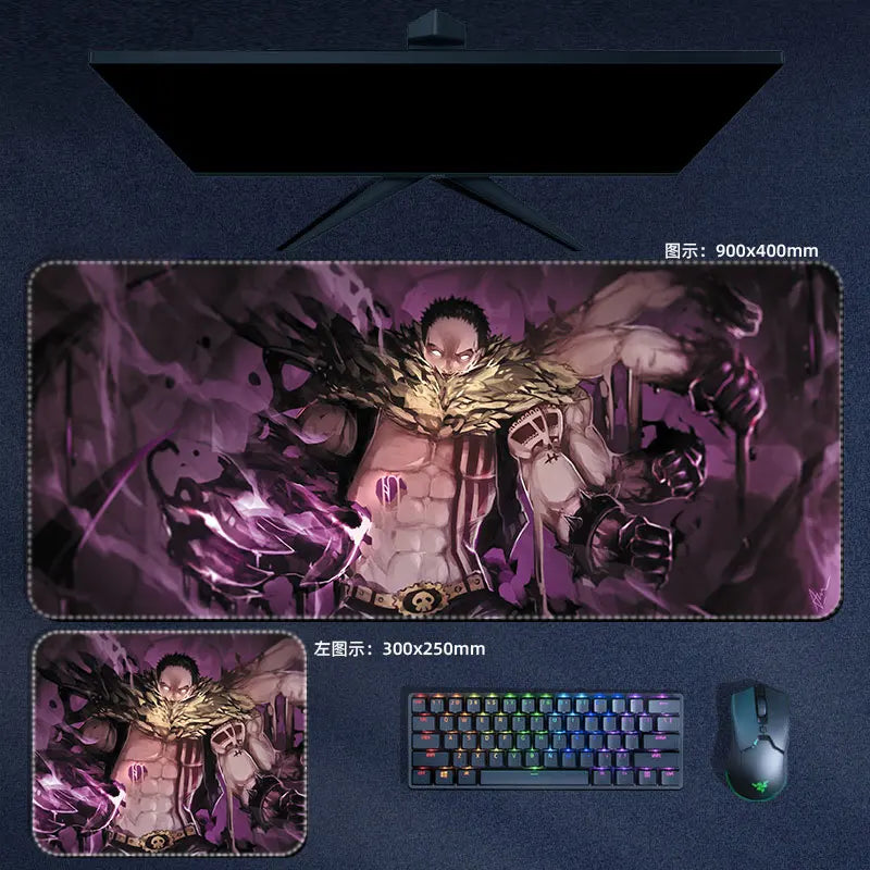 One Piece Mauspad Luffy Zoro Sanji Robin Nami Law Anime Manga PU Leder Mauspad Computer Tastatur Pad Zubehör Schreibtischunterlage