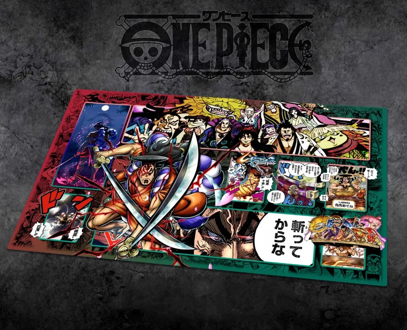 OPCG One Piece Dedizierte SPIELKARTEN-Spielmatte Battle Against Rebecca Roronoa Zoro Trafalgar Law Comic-Serie Spielzeuggeschenke 60 * 35 cm