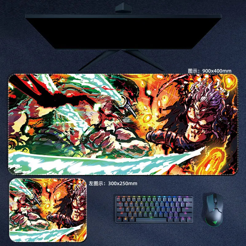 One Piece Mauspad Luffy Zoro Sanji Robin Nami Law Anime Manga PU Leder Mauspad Computer Tastatur Pad Zubehör Schreibtischunterlage